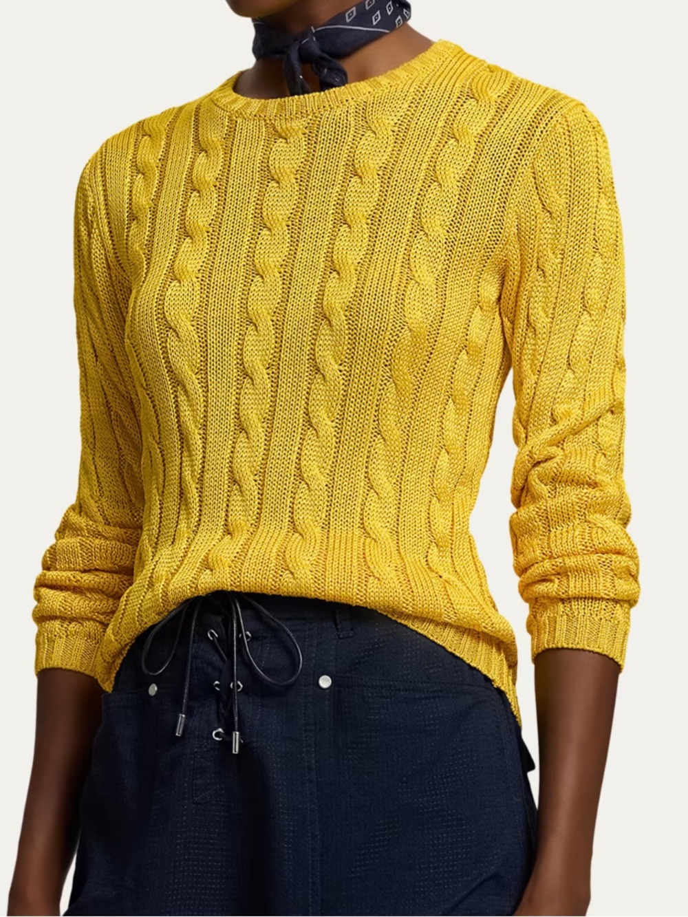 Ralph Lauren Women’s Cable Knit Silk Crewneck